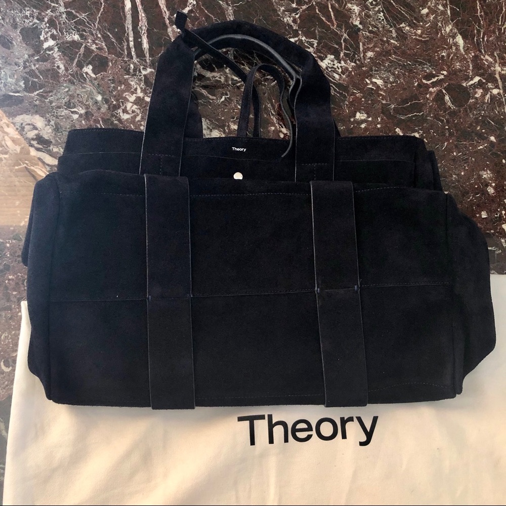 {Theory} Navy Blue Suede Signature Tote - Picture 5 of 7